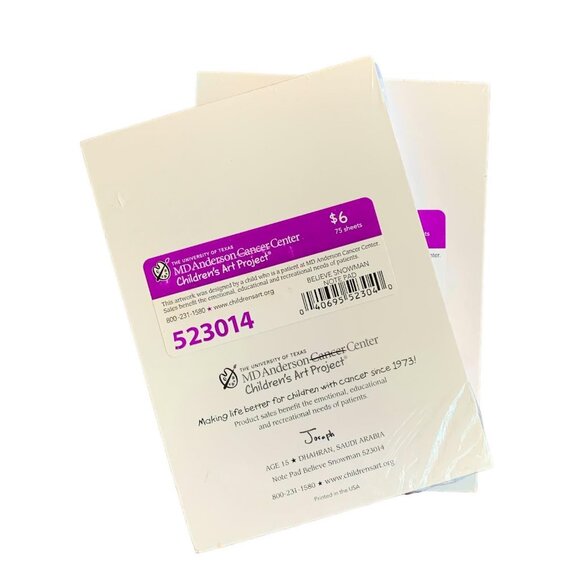 New Snowman Notepads: MD Anderson Cancer Center Children's Art Project - Picture 2 of 2